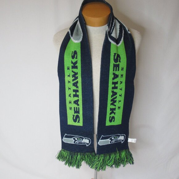 Seattle Seahawks Knit Scarf Forever 100% Acrylic Fringe - Picture 5 of 7